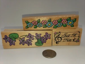 JUST A NOTE FANCY FLOWERS RUBBER STAMP Border Card Spring  - Picture 1 of 12