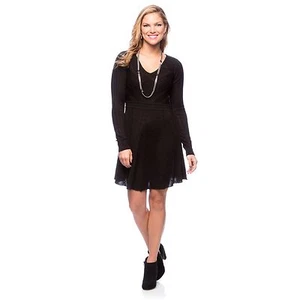 NEW Jessica Simpson Women Black XS Long Sleeve Fit & Flare Sweater Dress $98.00 - Picture 1 of 7