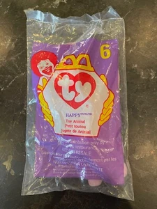 Ty "Happy the Hippo " #6  McDonalds Teenie Beanie Baby 1998 New - Picture 1 of 2