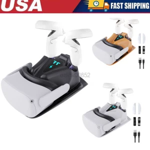 Charging Dock Set for Oculus Quest 2 Headset Controller Stand Magnetic Cable Set - Picture 1 of 21