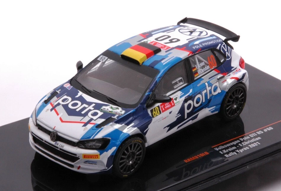 MODELLINO AUTO STATICO IXO VW POLO GTI R5 #60 KREIM RALLY YPRES 2021 SCALA 1/43 - Immagine 1 di 4