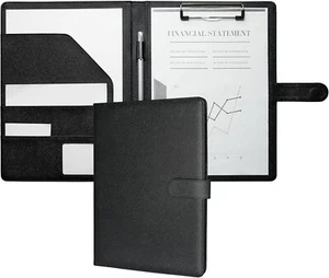 Mymazn Klemmbrett A4 mit Deckel, Mappe A4 Schreibmappe Klemmbrettmappe - schwarz - Bild 1 von 7