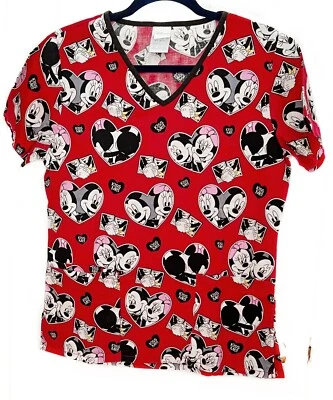 Топ Disney Mickey Mouse Minnie Hearts женский красный медицинский скраб униформа XS - Изображение 1 из 4