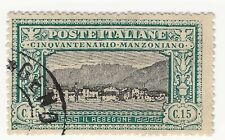 1923 Regno d'Italia - Cinquantenario morte A. Manzoni, 15 c. verde e nero usato