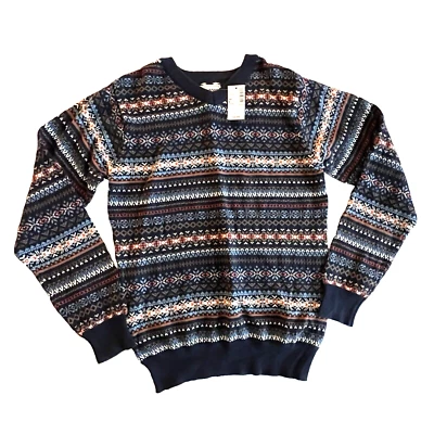 Suéter infantil masculino grande 10/12 azul gola V padrão listrado novo - Imagem 1 de 4