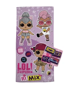 LOL Girls Bath Terry Towel with Washcloth Set 50 X 25 & 12 x 12 NIP Cotton - Picture 1 of 1