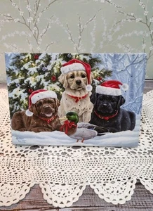 Abraham Hunter Holiday Labrador Puppies Tabletop Wall Decor Led Light Up Canvas - Picture 1 of 10