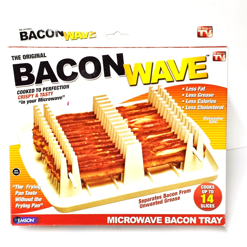 The Original Bacon Wave Microwave Bacon Tray 14 Slices Plastic NEW - Image 1 of 4