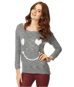 Aeropostale Womens Loose Heart Smile Knit Sweater - Picture 1 of 1