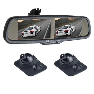 4.3" Dual Screen Mirror Monitor Side Camera for Car Front Side Rear View Reverse - Picture 1 of 12