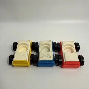 Vintage Fisher Price Little People Parking Garage Car Lot White Top Set of 3 - Picture 1 of 4