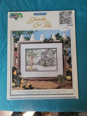 Color Charts SPINDLES AND POSTS Burton Dye Counted Cross Stitch Pattern 1990 - Image 1 of 2