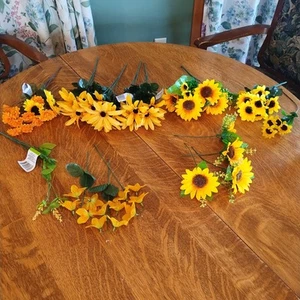 Lot Sunflower Susan Mix Artificial Silk Stem Faux Flowers Bouquet DIY Craft - Picture 1 of 24