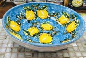 Sorrento Lemon Pattern 12 Inch Bowl Made/Painted by hand-Italy - Picture 1 of 5
