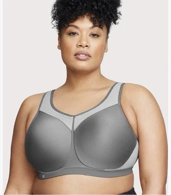 42DD Glamorise Sport L High Impact Underwire Sports Bra 9066 Gray - Image 1 of 4