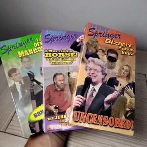 3x Sealed Jerry Springer Lot VHS Too Hot For TV Uncensored I Cut Off My Manhood - Picture 1 of 6