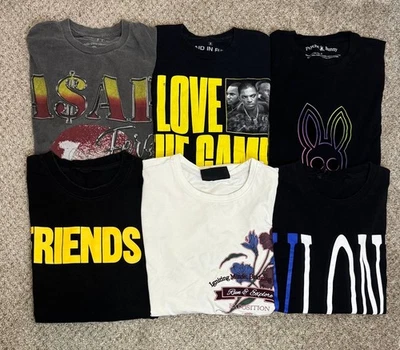 Lot of 6 Men’s Graphic T-Shirts Smoke Rise, VLONE , A$AP Ferg, Psycho Size M - Image 1 of 4