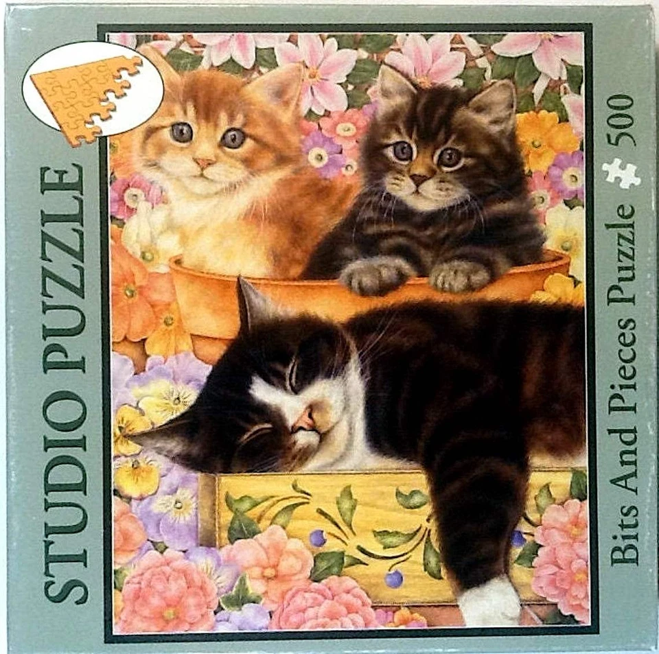 Quiet Garden Afternoon Kittens Anne Mortimer 500 pc 16" X 20" Bits And Pieces - Image 1 of 1