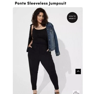 Mono TORRID Talla 0X Negro Ponte Sin Mangas Elástico Bolsillos Clásico Foto 1 de 4