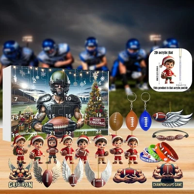 Rugby Advent Calendar Christmas Toys Countdown 24 Days 2D Acrylic Pendant 2025 - Image 1 of 4
