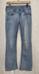 Jeans American Eagle Artist donna 4 lunghi blu svasati elasticizzati lavaggio chiaro denim - Foto 1 di 7