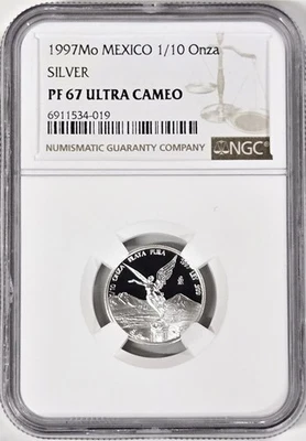 México Libertad 1997 1/10 OZ Moneda de Plata - NGC P767 Ultra Cameo Foto 1 de 2