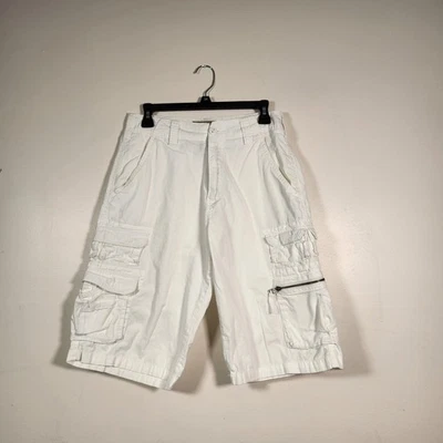 Shorts cargo PLUGG masculino 30 (marcado 29) branco ripstop Y2k skatista folgado verão - Imagem 1 de 4