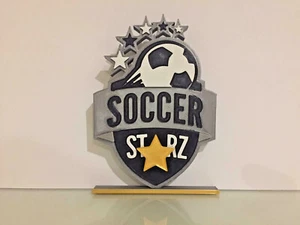 Soccer Starz Big Head Retro Display Collectible Logo Text Memorabilia Stand Ball - Picture 1 of 2