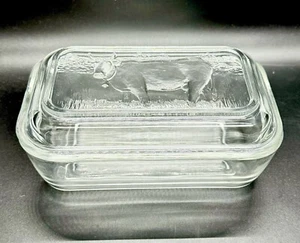 Vintage Arcoroc France Butter Refrigerator Dish With Cow On Lid Clear Glass - Picture 1 of 7