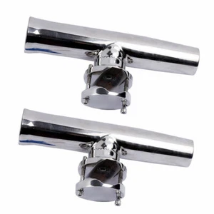 2X Boat Fishing Rod Holder 316 Stainless Steel Clamp-on 1"-1-1/4" Rail Mount - Picture 1 of 7