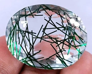 Green Rutilated Quartz 74.65 Ct Oval Cut IGL Transparent Loose Gems 5AJ - Picture 1 of 7