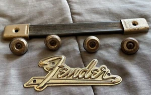 '68-69 Fender Underlined Metal Amp Logo, 4 Feet, 1 Handle w/handle caps Used - Picture 1 of 8