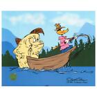 Cellule peinte Looney Tunes Chuck Jones "Fish Tale" canard Daffy signée à la main COA