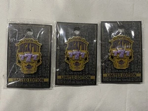 I HIT THE JACKPOT Triple 7s Pin HARD ROCK SACRAMENTO Fire Mountain Casino Purple - Picture 1 of 2