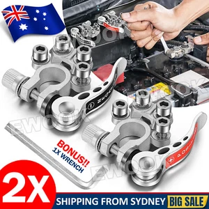 2x 12V 4-Way Battery Terminal Connectors Clamp Car Marine Caravan Quick Release - Picture 1 of 12