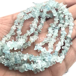 5 pcs Natural Blue Aquamarine Rough Drilled Loose Gemstone Beads 4 mm 34" - Picture 1 of 5