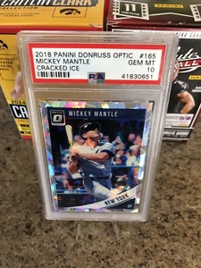 2018 Panini Donruss Optic Mickey Mantle Cracked Ice #165 PSA 10 POP 2 Yankees - Bild 1 von 11