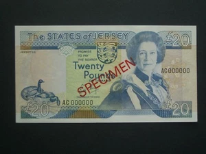 ***1st Issue (Mai -1989) £20 Specimen Jersey 'AUNC' Banknote**                   - Bild 1 von 2