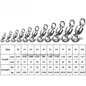 100Pcs Black Silver Ball Bearing Swivels Split Rings Sea Fishing Size 0#-10# - Picture 1 of 35