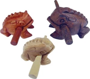 Guiros Percussion Instruments Wooden Frog wooden frog musical instrument 3 Pi... - Picture 1 of 7