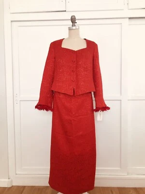 Traje Falda Bob Mackie 2 Piezas Antiguo Hollywood Vintage Talla 14 Floral Tela Barroca Foto 1 de 4