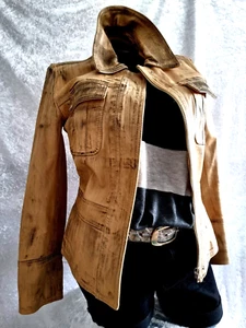 Damen Designer Lederjacke MARSCHALL Braun S 34 36 Nappa Leder Jacket Dirty Jades - Bild 1 von 6