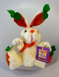 Soft Expressions K Mart White Bunny Rabbit Orange Carrot 7” Plush Stuffed Toy - Picture 1 of 10