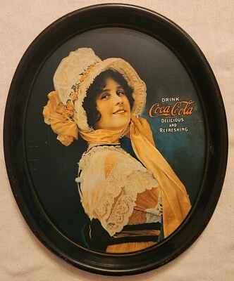 Vintage ORIGINAL? 15" x 12.25" Large Oval 1914 Coca-Cola Coke Soda Serving Tray - Image 1 of 4