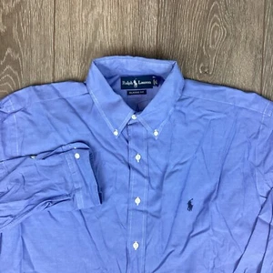 Ralph Lauren Button Down Shirt Classic Fit Men’s Pony Blue 17 34/35 Long Sleeve - Picture 1 of 5