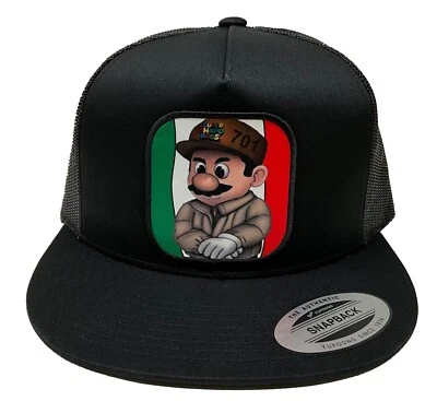 SOMBRERO SUPER CHAPO BROS EL CHAPO GUZMÁN MALLA NEGRA LOGO DE MÉXICO FEDERAL Foto 1 de 3