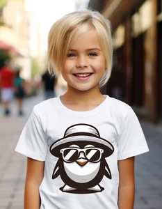 Kids gangster penguin T-shirt, child's cool funny gift for penguin lovers. - Picture 1 of 6