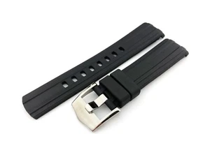 Schwarz Gummi Silikon Armband Band passt Omega SeaMaster Uhr 20mm mit Schließe - Bild 1 von 5