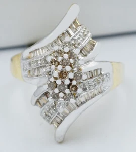 GENUINE DIAMONDS COCKTAIL ENGAGEMENT RING 10K YELLOW GOLD - FREE SHIPPING - NWT - Picture 1 of 3