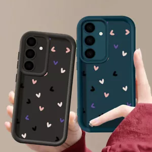 Phone Case For Samsung S24 FE S23 S22 Ultra A16 A55 A15 A06 Heart Silicone Cover - Picture 1 of 20